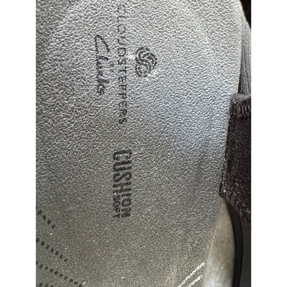 Clarks Collection Comfort Wedge Sandals Size 9.5 Black Velcro Stretch Straps - Picture 5 of 7